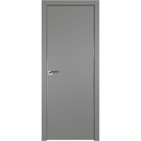 Фото межкомнатной двери экошпон Profil Doors 1E грей алюминиевая матовая кромка с 4-х сторон