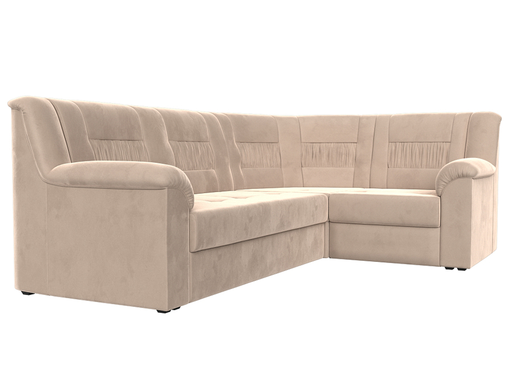 Диван угловой Карелия правый угол, Бежевый, Велюр, 113340