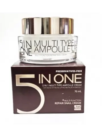 Ампульный крем c улиточным муцином 5 в 1 - ECO BRANCH Repair Snail Cream, 70 мл