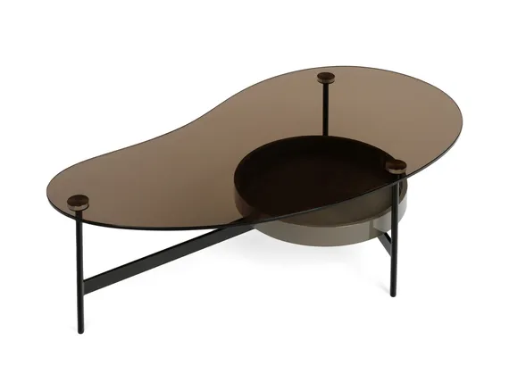 Кофейный стол Raul 110х60 см, стекло закалённое дымчатое