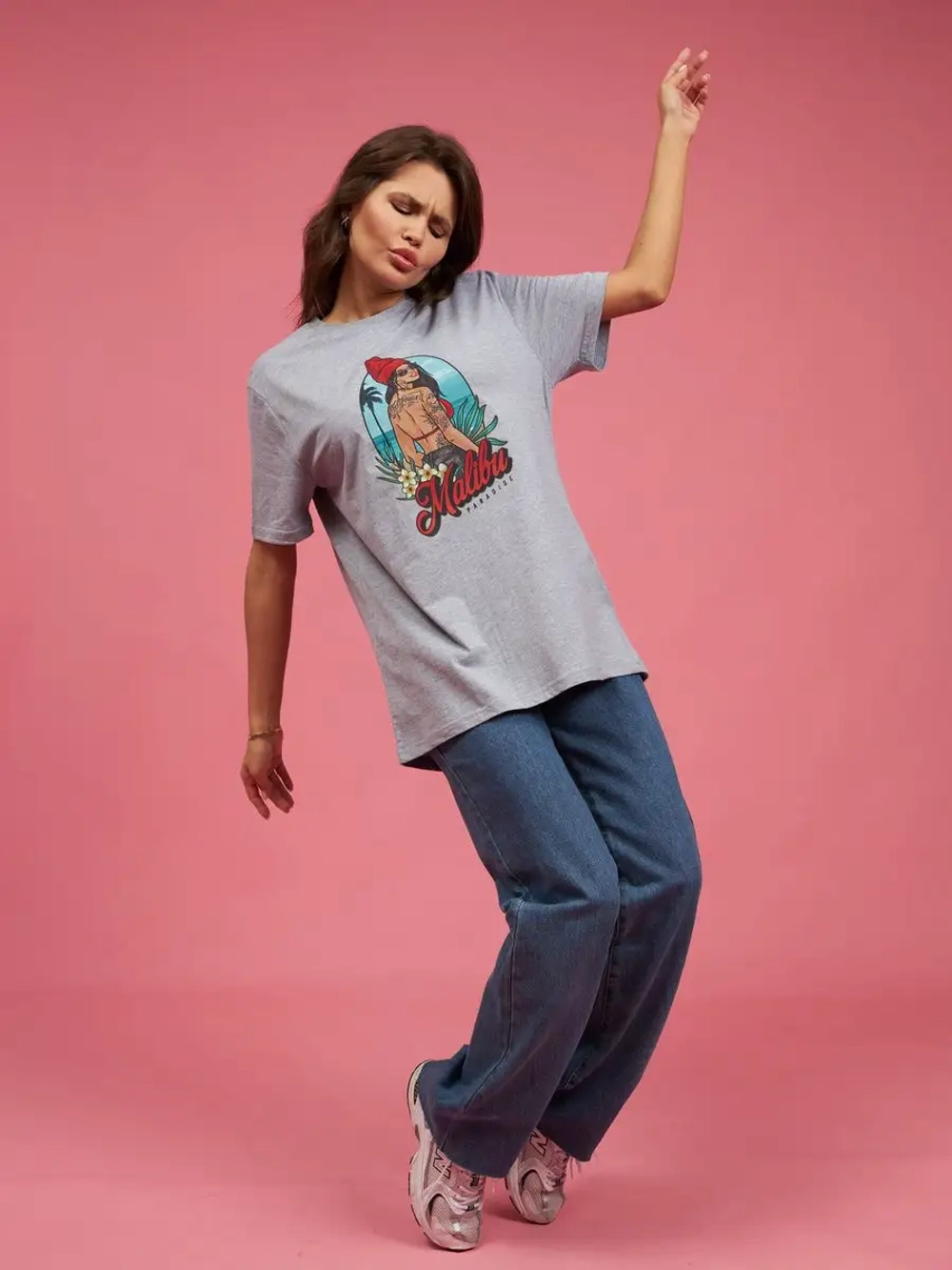 Футболка оверсайз женская мужская с принтом Малибу