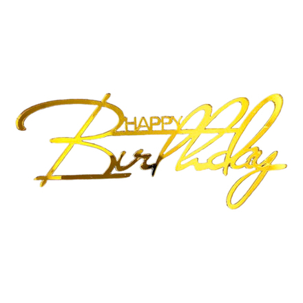 Топпер надпись для торта «Happy Birthday 2», золото