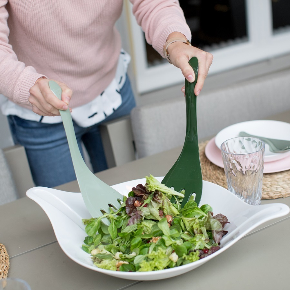 Салатник с приборами leaf, 3 л, бело-серый