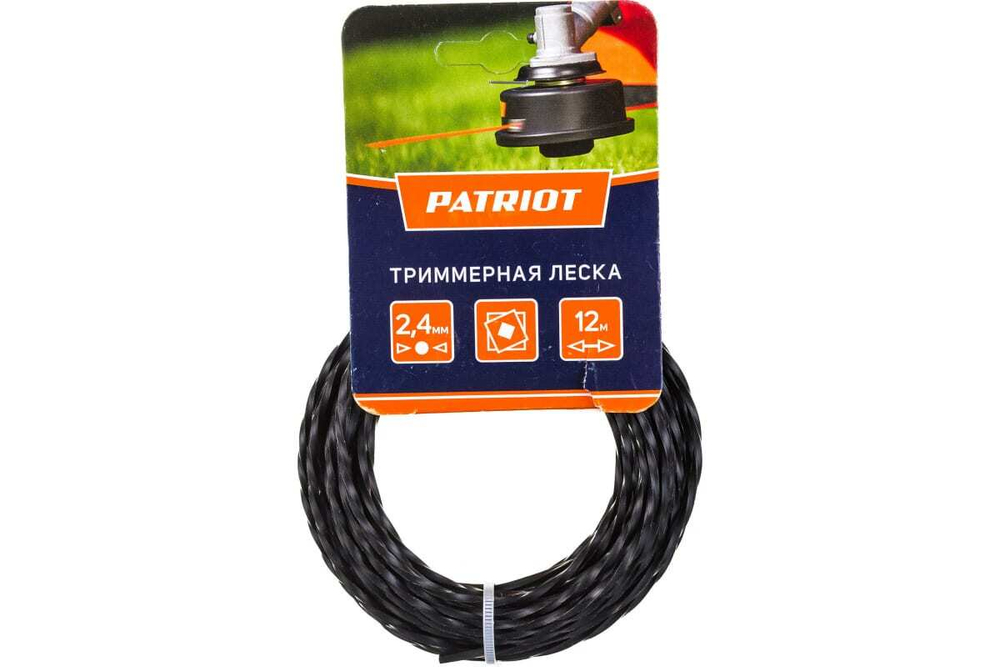 Леска для триммера (2.4 мм; 12 м; скрученный квадрат) PATRIOT 240-12-5 805205125