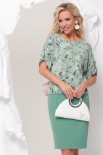 Костюм мятный с рукавами на патах DStrend (Акция)