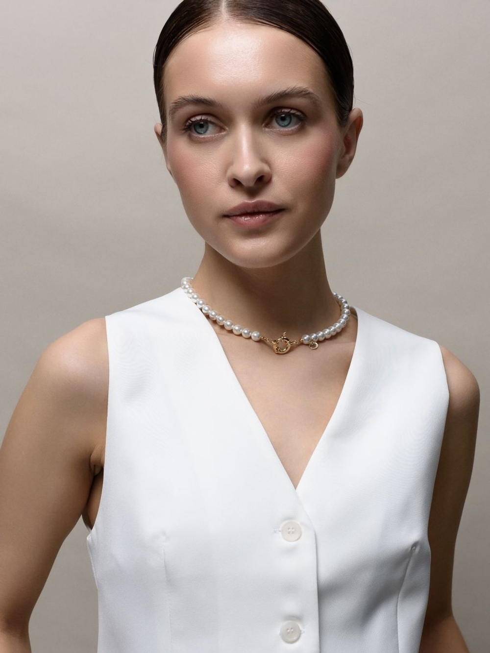 Чокер "Pure" из перламутра 35 см Gold