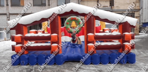 Надувной аттракцион Родео, олень+батут, "Рождественский", 5*5*3 м