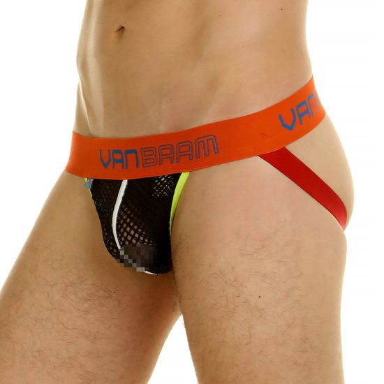 Мужские трусы джоки черные с красной резинкой Van Baam 44808