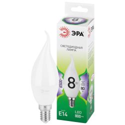 Лампа светодиодная ЭРА GREEN LINE LED BXS-8W-865-E14 GL 8Вт свеча на ветру холодный свет E14 | Лампы cветодиодные Свеча (B/C)