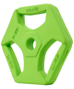 Диск обрезиненный с хватами BB-205 d=26 мм, без стальной втулки, зеленый, 1,25 кг