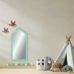 Зеркало-домик Скандик бирюзовое с птичками и цветами