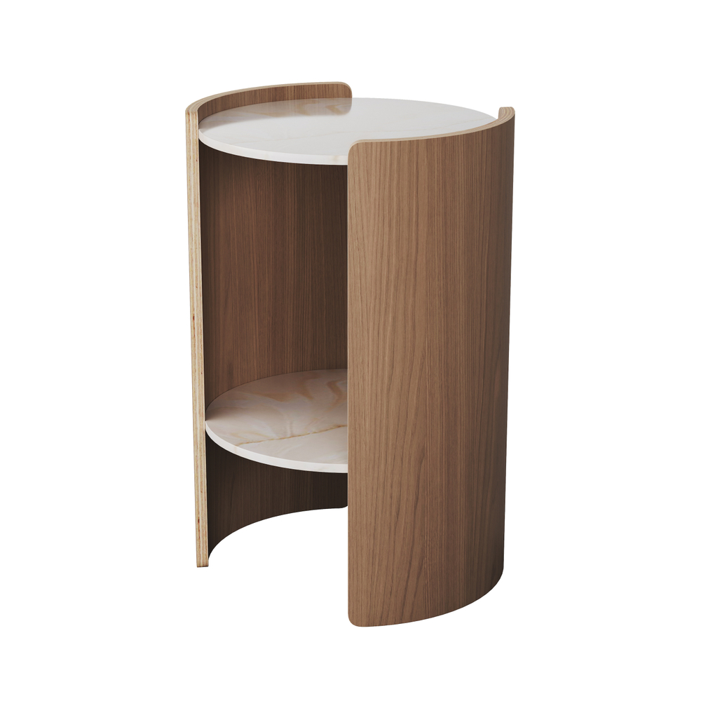 Столик Lagom Stone D 43 см высота 64 см (камень LC, натуральный дуб)