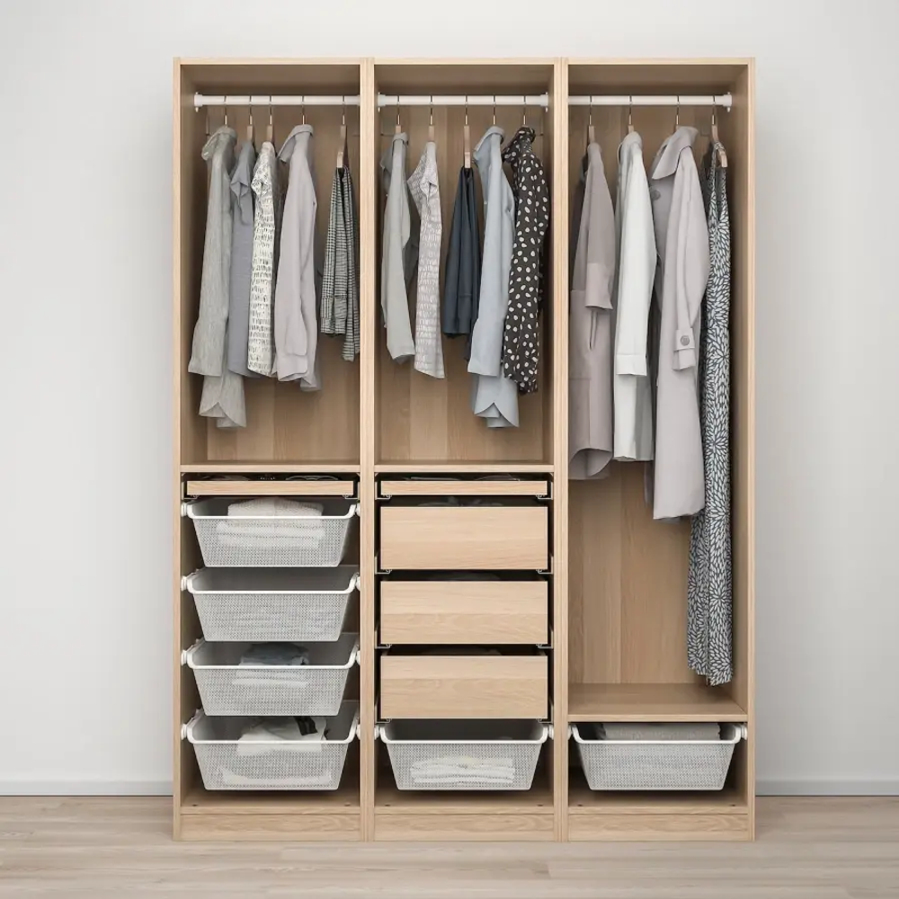 Платяной шкаф - IKEA PAX/BERGSBO/ ПАКС/БЕРГСБУ ИКЕА, 150x60x201 см, под беленый дуб