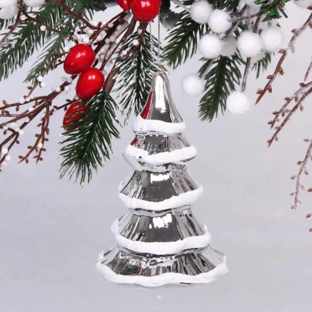 Ёлочная игрушка «Сказочная ёлка» 7*7*11,5 см, серебро