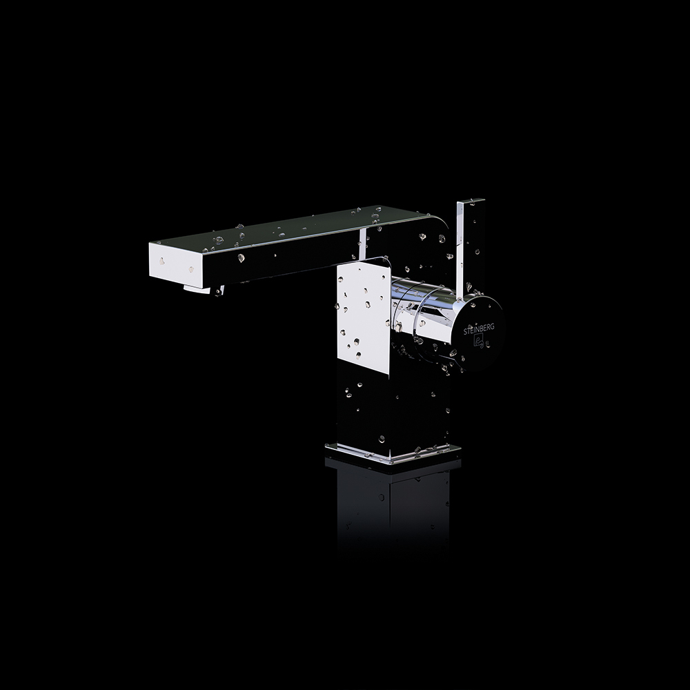 Смеситель для раковины Steinberg Серия 120 с керамическим картриджем, со сливным гарнитуром 1/4“,с гибкими шлангами 3/8“, хром 120 1000