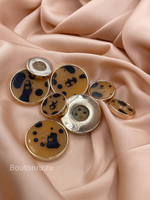 Пуговицы на прокол с леопардовым принтом в золоте