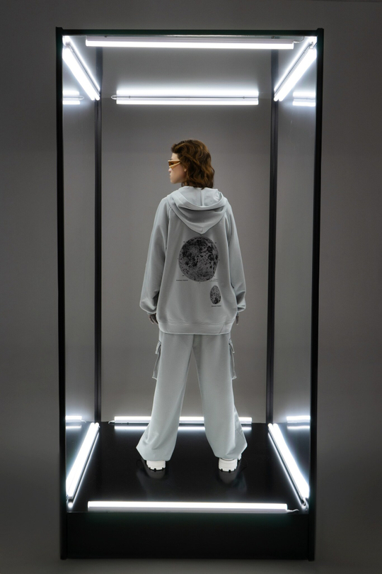 Худи на молнии с рукавом реглан, цвет светло-серый