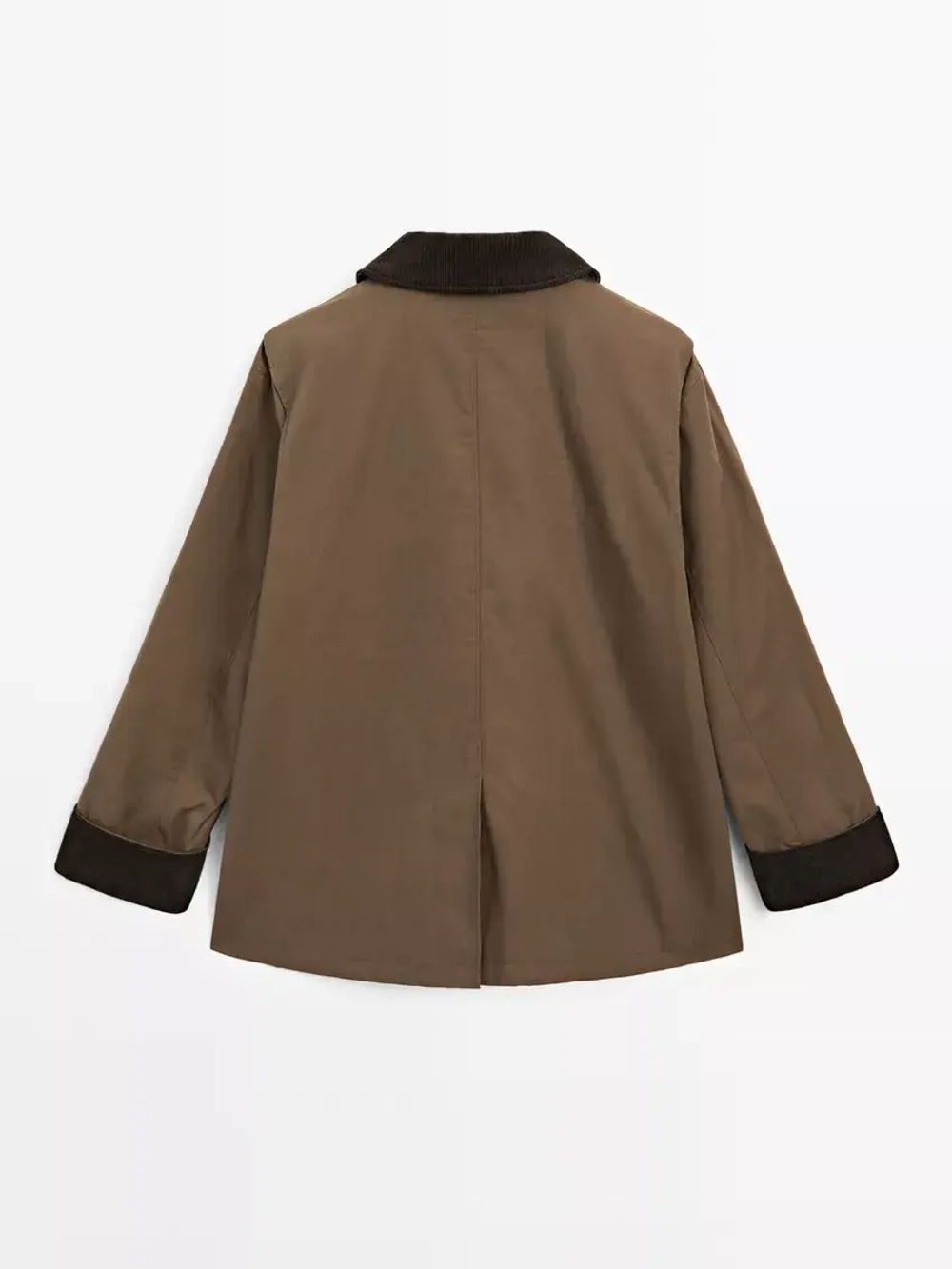 Massimo Dutti Парка с вощеным покрытием и деталями из вельвета, коричневый