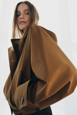 ZARA КОРОТКИЙ ТРЕНЧ WATER-REPELLENT — ZW COLLECTION, РЫЖЕВАТО-КОРИЧНЕВЫЙ