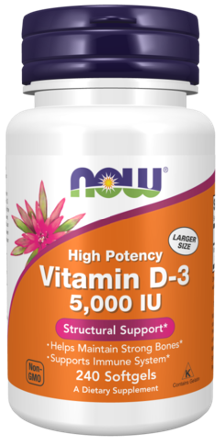 NOW Foods, Витамин Д-3 5000 МЕ, Vitamin D-3 5000 iu, 240 капсул