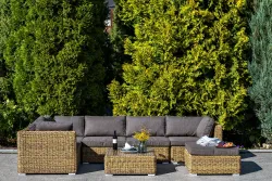 "Лунго" трансформирующаяся лаунж-зона из искусственного ротанга (гиацинт), цвет соломенный