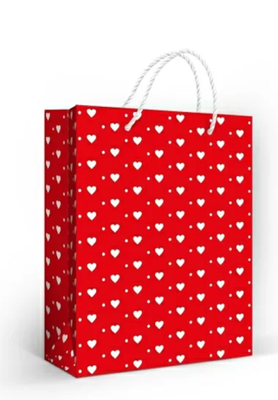 Пакет подарочный М 18*22,7*10см "Белые сердечки" 1.0000196
