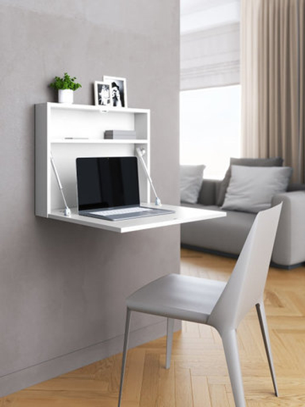 Настенный откидной стол для ноутбука "HOLIDAYS" квадратный цвет белый