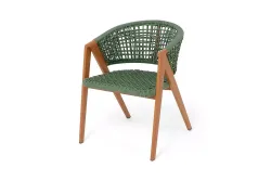"Амстердам" стул плетеный из роупа, каркас алюминий, роуп зеленый круглый