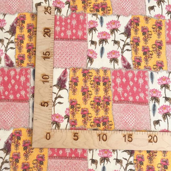 ЦВЕТОЧНЫЕ ЭСКИЗЫ, РОЗОВО-ЖЕЛТЫЙ - 100% хлопок 5