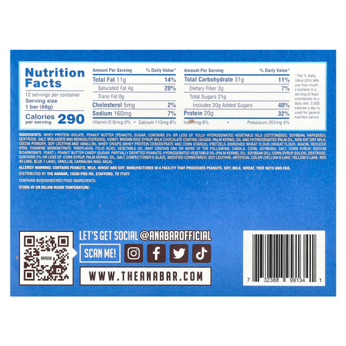 The Anabar, The Protein-Packed Candy Bar®, Monster Cookie Crunch, 12 батончиков по 68 г (2,39 унции)