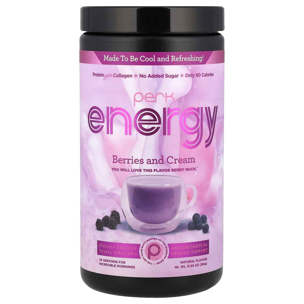 Perk Energy, Ягоды со сливками, 384 г (13,55 унции)