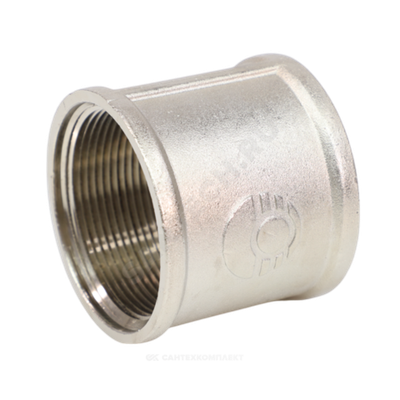 Муфта латунь никель Ду 20 (3/4") ВР/ВР VALFEX VF.170.N.034