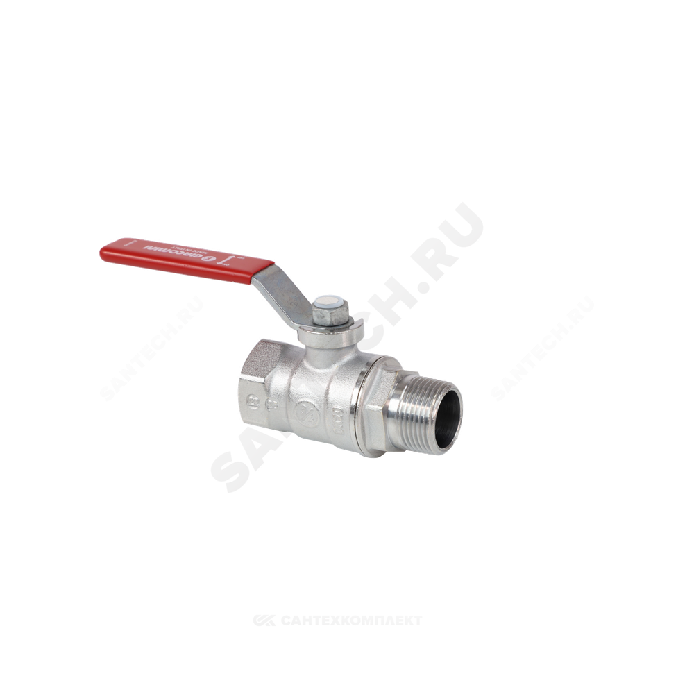 Кран шаровой латунь хром R254DL Ду 20 Ру42 ВР/НР рычаг красный Giacomini R254LX004