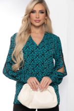 Блуза "Тайное чувство" (бирюза/черная) Б8519 LT Collection