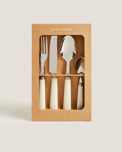 Zara Home набор столовых приборов из нержавеющей стали, цвет кремовый, 31 см
