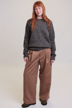 Брюки со складками из шерсти в гусиную лапку
