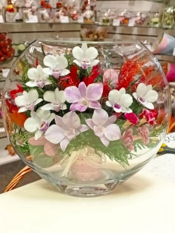 натуральные цветы в стекле, вакуум