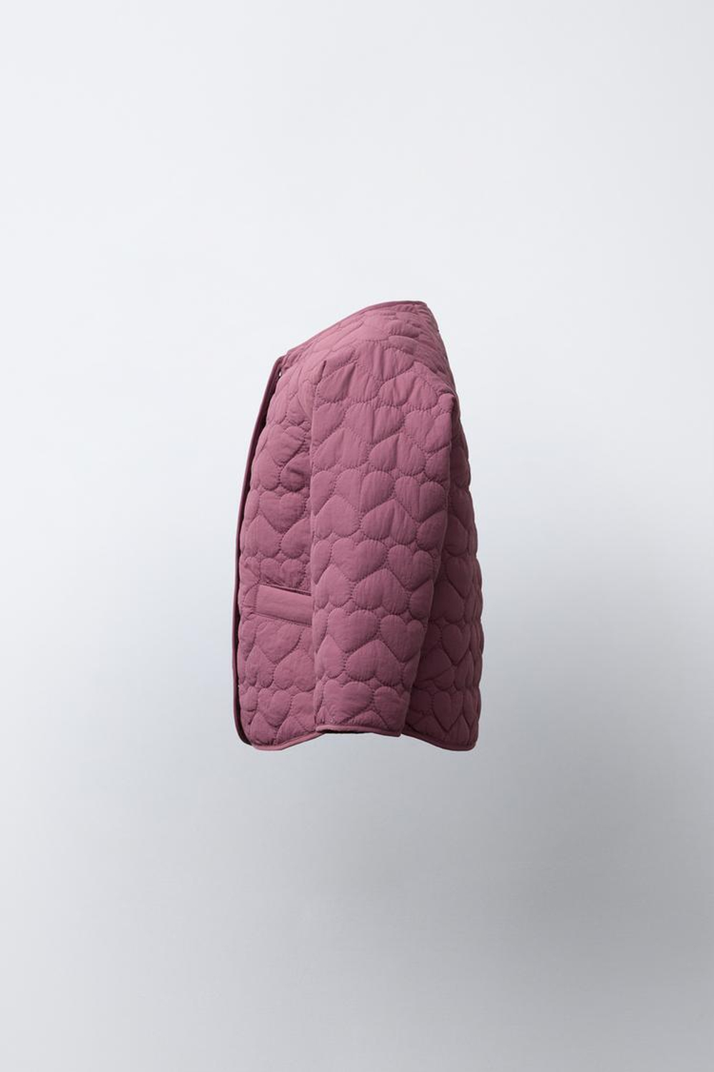 ZARA СТЕГАНАЯ КУРТКА, ТЕМНО-РОЗОВЫЙ