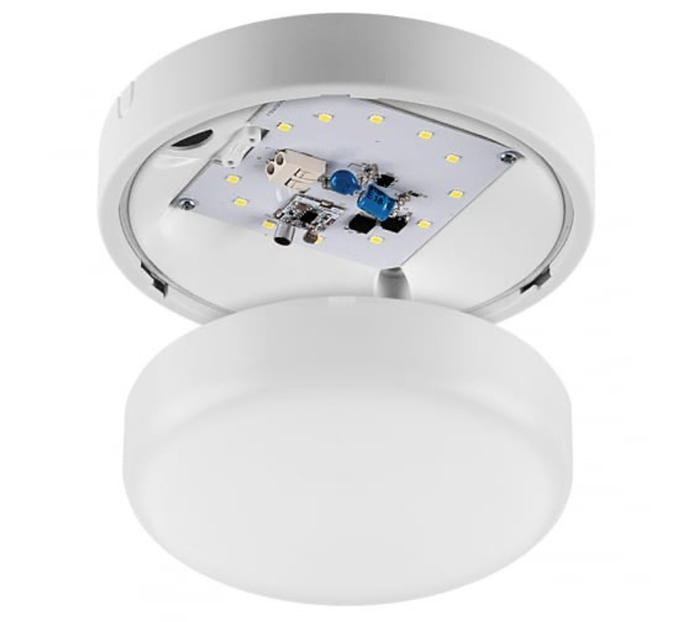 Светодиодный светильник с оптико-акуст датчиком ДПП01-7-021-4К-ОА 7Вт круг 4000K IP65 520 Лм 154x48 мм WOLTA