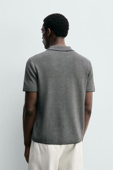 ZARA ПОЛО REGULAR FIT В РУБЧИК, ЭКРЮ/СИНИЙ