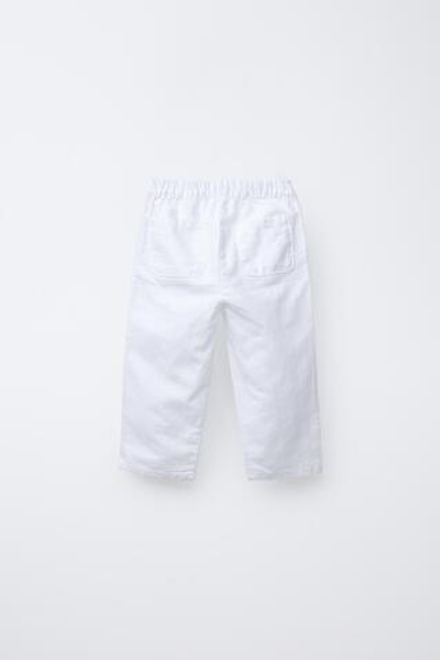ZARA БРЮКИ ПРЯМОГО КРОЯ, БЕЛЫЙ