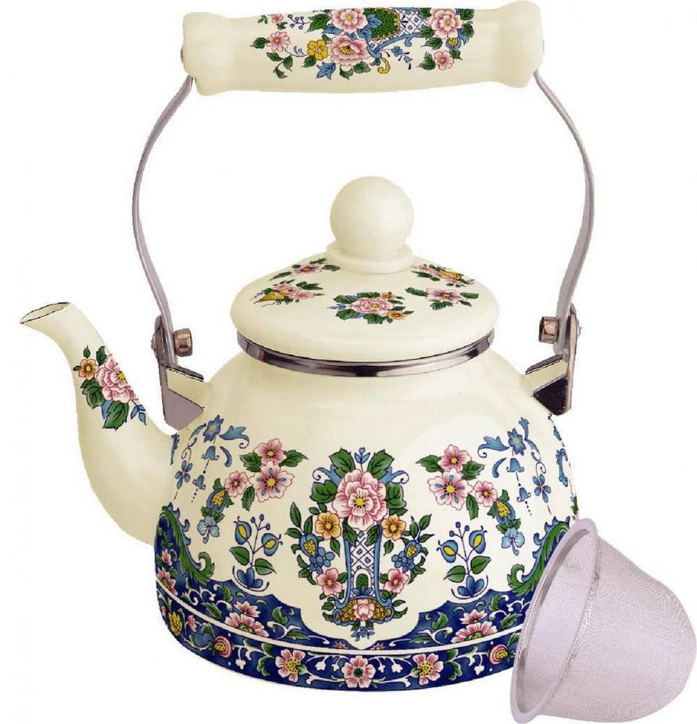 Чайник эмалированный с ситом Kelli KL-4468