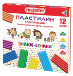 Пластилин классический 12цв. 240г. "Эники-Беники" со стеком, коробка (ПИФАГОР)