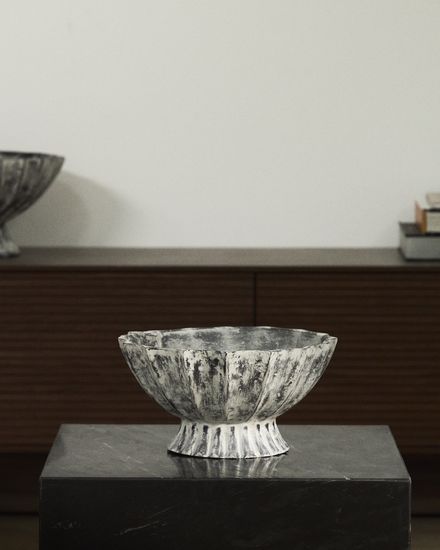 Ваза Valura из папье-маше серая Ø 26 см