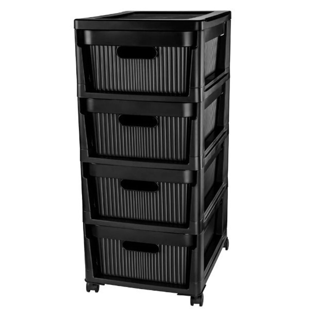 Комод на колесах velvet, 4 ящика, 300х385х690 мм (черный)