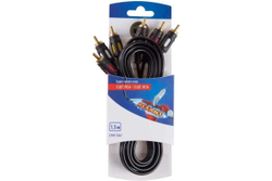 Шнур REXANT 3 RCA - 3 RCA, длина 1,5 метра, черный 17-0212