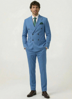 Мужской костюм двубортный (голубой) А69