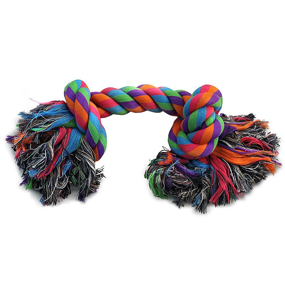 Игрушка для собак Triol Веревка цветная 2 узла 34 см, 340-350г Игрушка для собак Triol Веревка цветная 2 узла 34 см, 340-350г