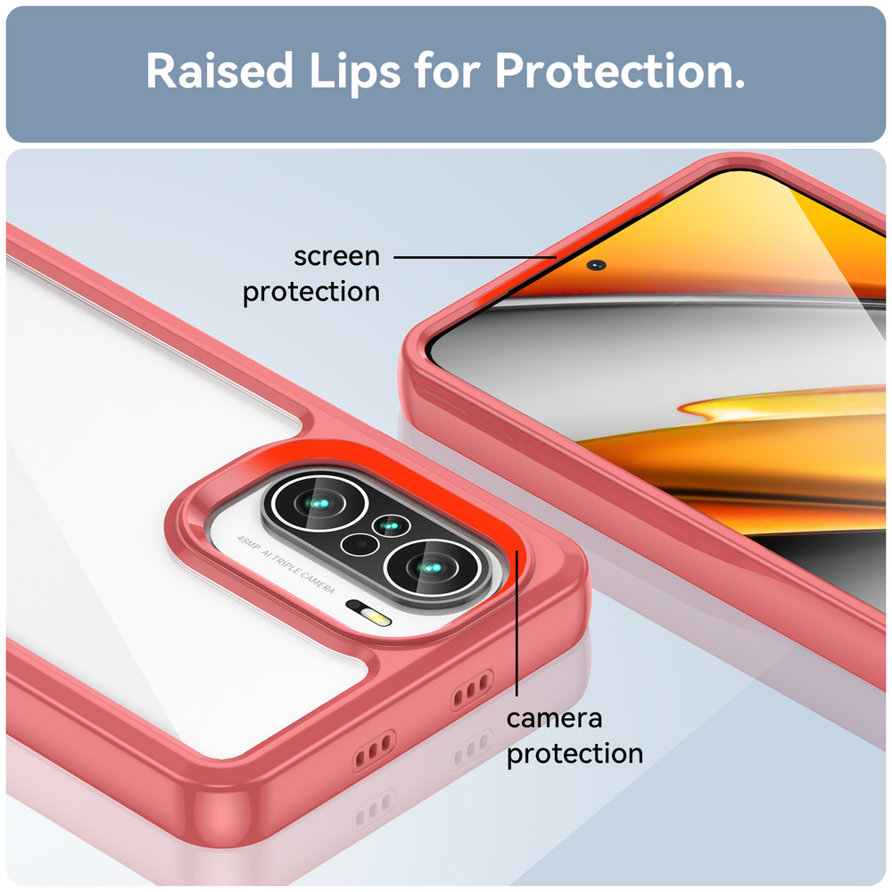 Усиленный чехол с боковыми рамками красного цвета для Xiaomi Poco F3, увеличенные защитные свойства