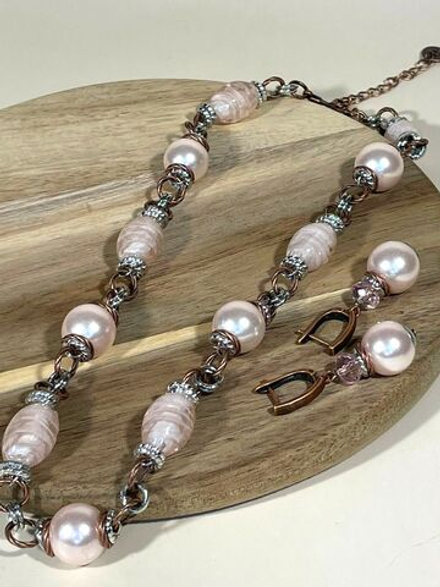 Комплект колье и серьги муранское стекло